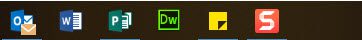 Picture of the Windows 10 taskbar with 6 pinned programs