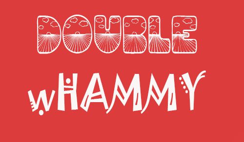 A sign with the words "Double Whammy"