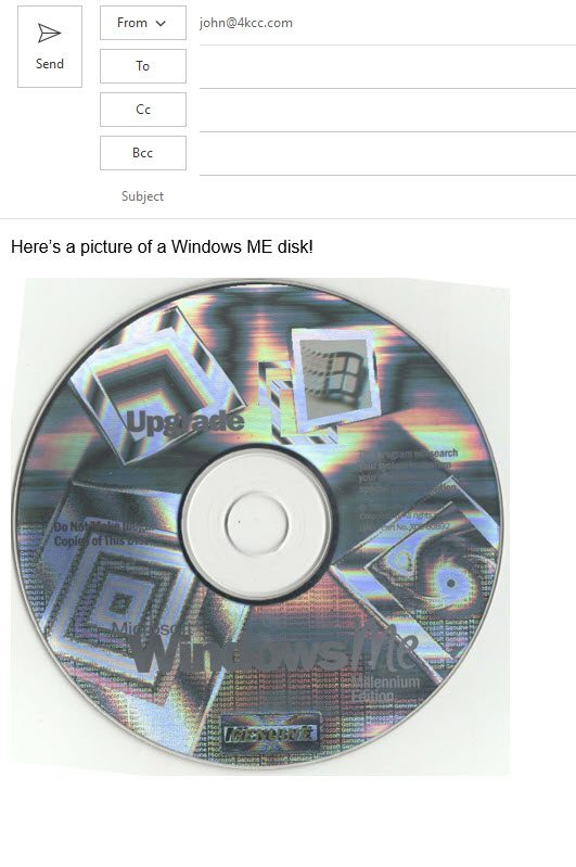 Screen capture of an email with a picture inserted