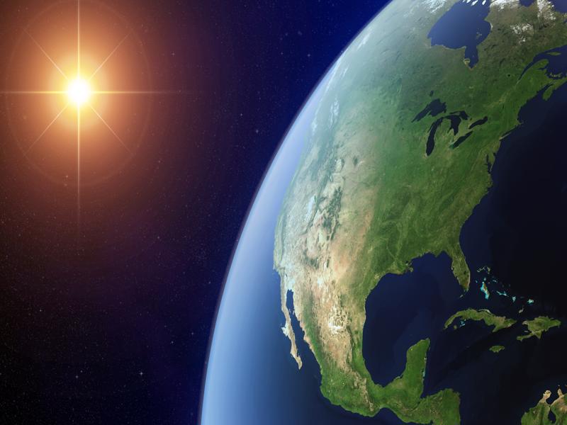 Picture of earth from outer space - showing north america