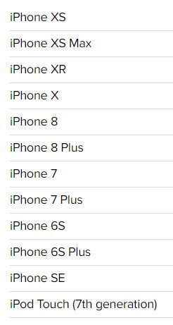 List of iPhones which will accept iOS 13