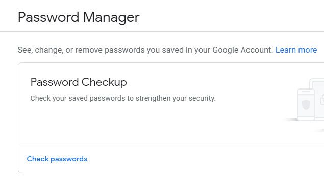 Screen capture of Google Chrome Password Manager