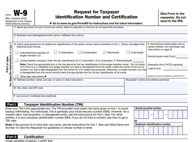IRS W-9 Form