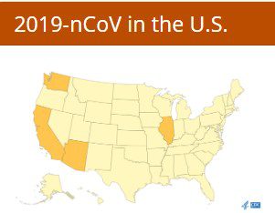 Map of the US showing which states have covid-19 cases