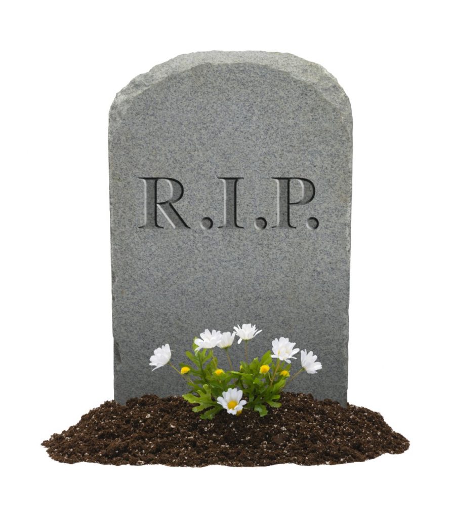 RIP Gravestone Isolated on White Background.