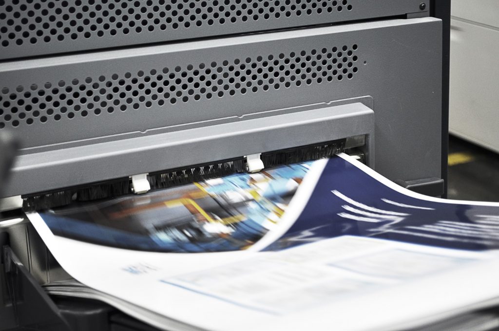 Digital printing machine during production