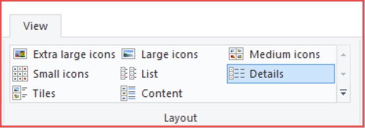 A screenshot of the Windows 10 View Menu