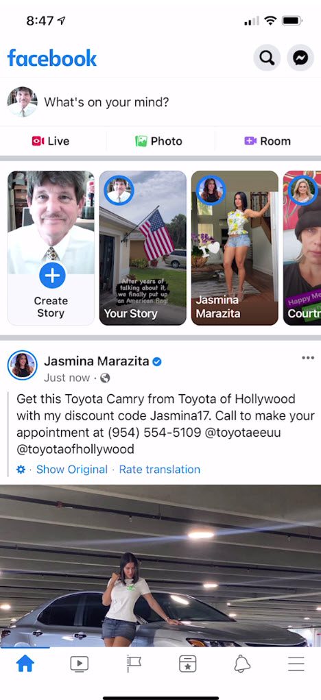 Screenshot of a Facebook Home page