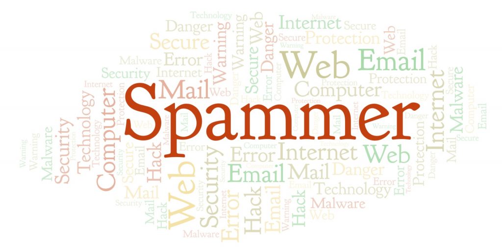 A mixture of words regarding spam or junk email.