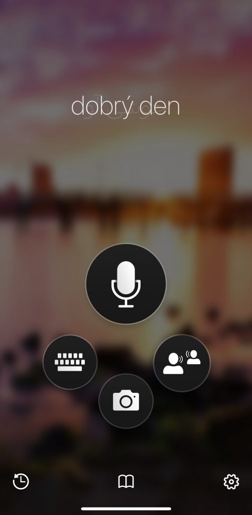 Screenshot of the Microsoft Translator opening screen.
