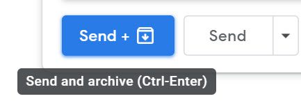 Gmail showing both the Send and the Send and Archive buttons