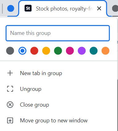New group options in Chrome