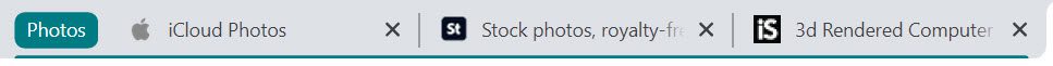 Three tabs in a group called Photos