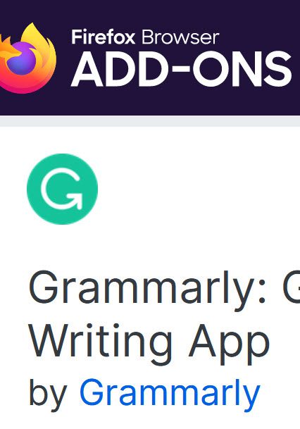 Screenshot of the Grammarly Firefox extension