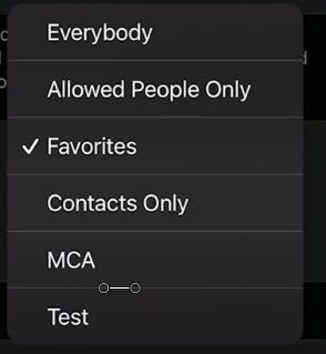 Screenshot of the Sleep Focus People selection menu