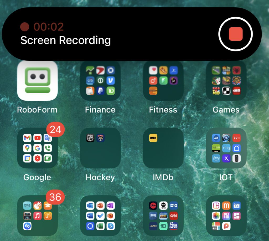 Screenshot showing screen recording info at top.